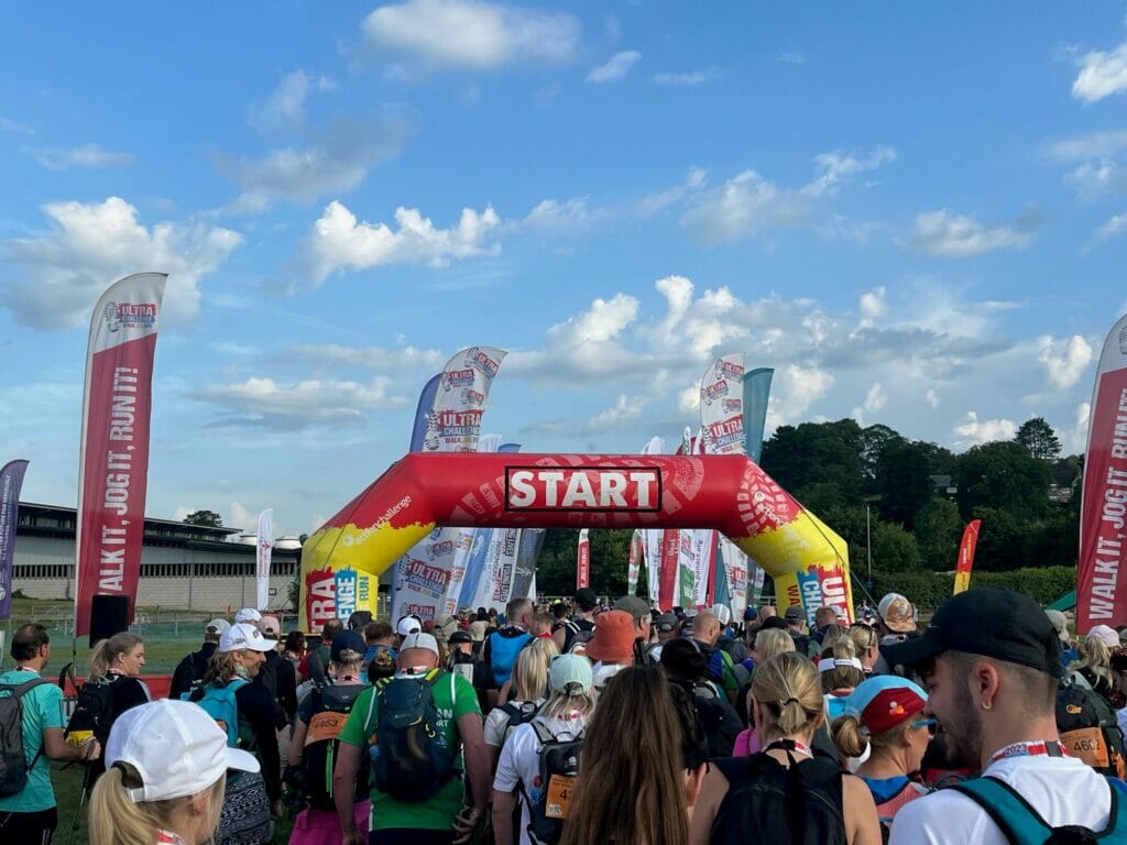 The start line of the Continuous Peak District 100 km Ultra Challenge
