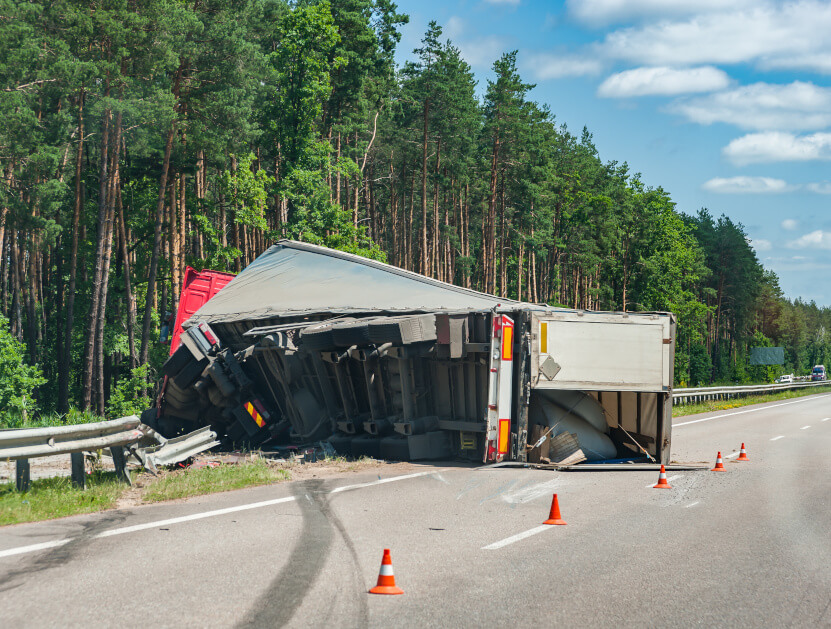 A truck/lorry rollover