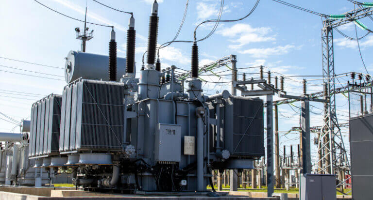 Electric power transmission lines, High voltage power transformer substation