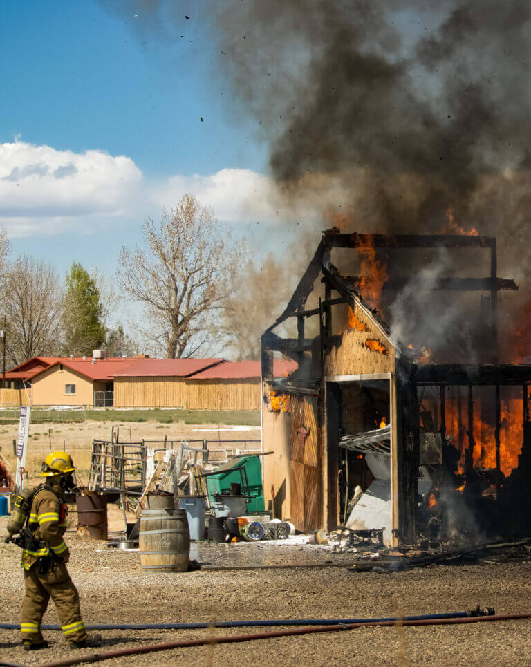 Fire at a commercial farming outbuilding