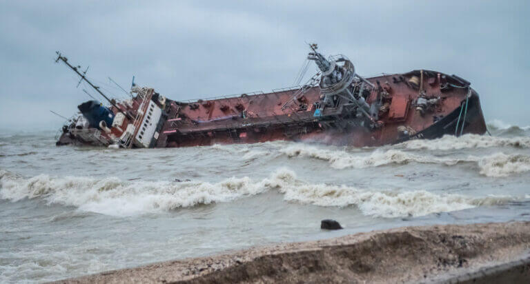 An abandoned tanker loaded with oil