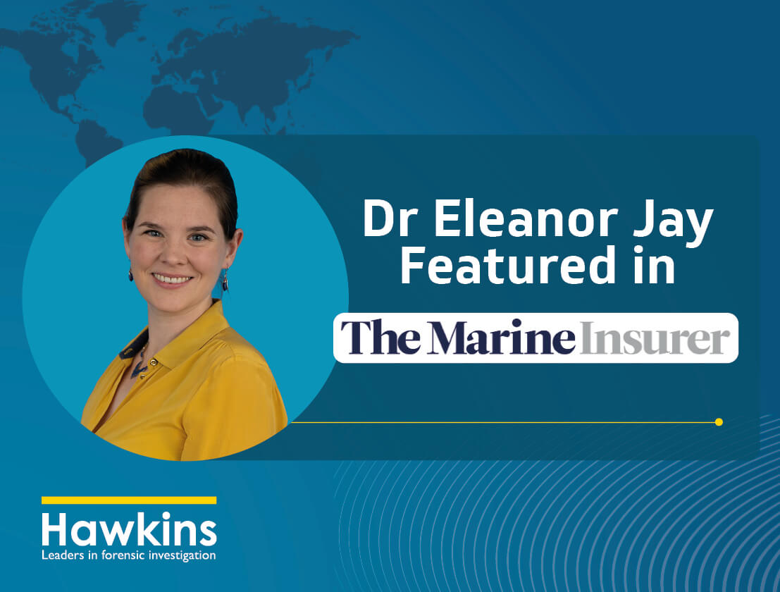 A news image promoting Dr Elly Jay's article in the Marine Insurer